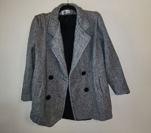 Herman Kay Chic Vintage Women's Black and Gray Coat